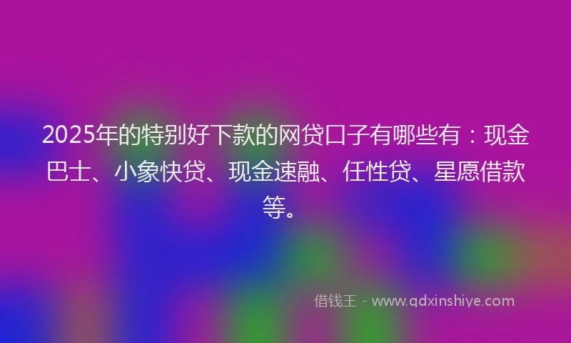2025年的特别好下款的网贷口子有哪些有：现金巴士、小象快贷、现金速融、任性贷、星愿借款等。