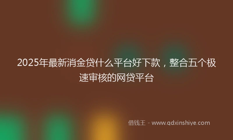 2025年最新消金贷什么平台好下款，整合五个极速审核的网贷平台