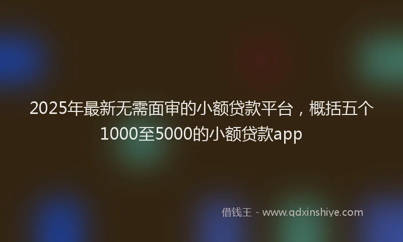 2025年最新无需面审的小额贷款平台，概括五个1000至5000的小额贷款app