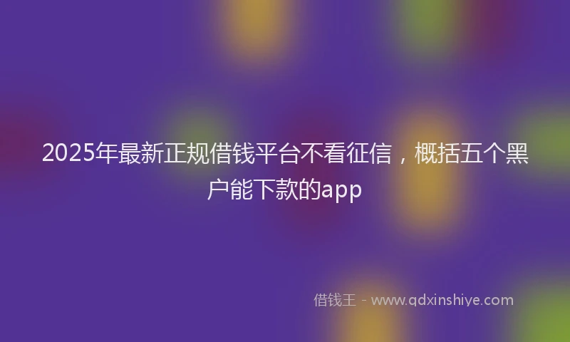 2025年最新正规借钱平台不看征信，概括五个黑户能下款的app