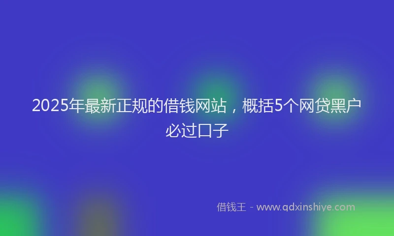 2025年最新正规的借钱网站，概括5个网贷黑户必过口子