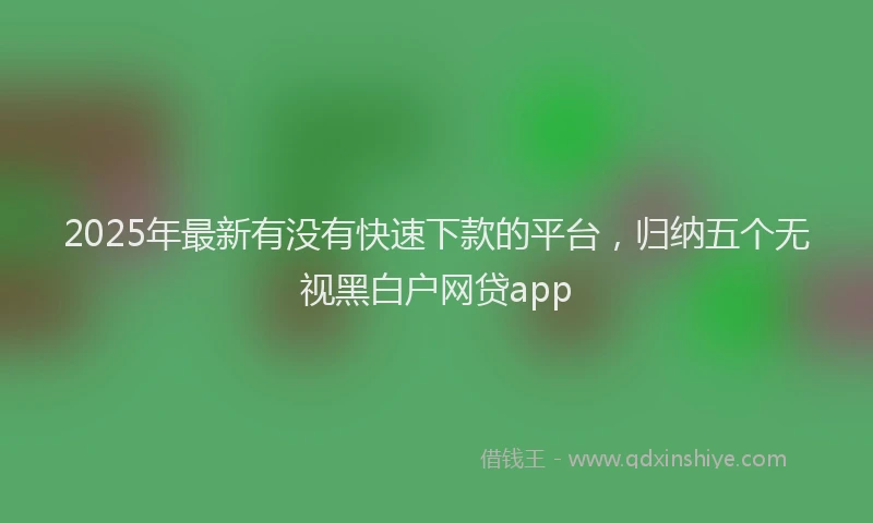 2025年最新有没有快速下款的平台，归纳五个无视黑白户网贷app
