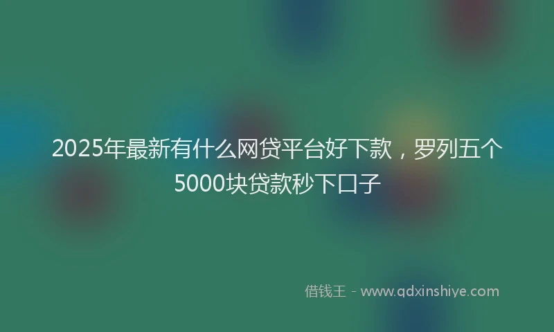 2025年最新有什么网贷平台好下款，罗列五个5000块贷款秒下口子