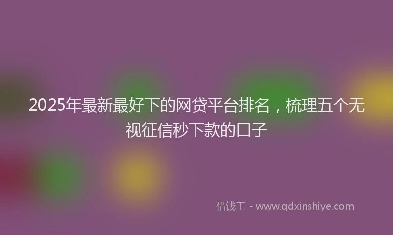2025年最新最好下的网贷平台排名，梳理五个无视征信秒下款的口子