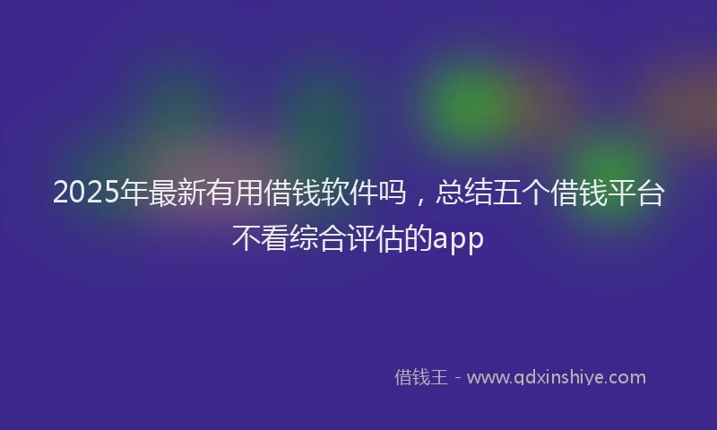 2025年最新有用借钱软件吗，总结五个借钱平台不看综合评估的app