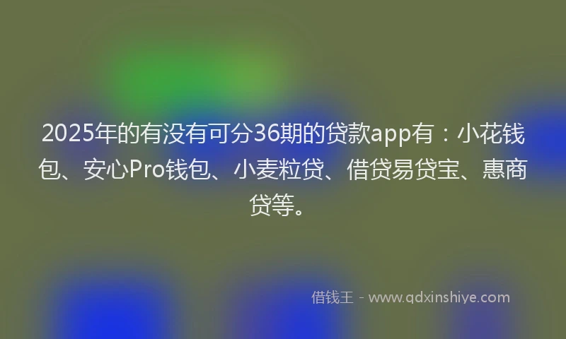 2025年的有没有可分36期的贷款app有：小花钱包、安心Pro钱包、小麦粒贷、借贷易贷宝、惠商贷等。