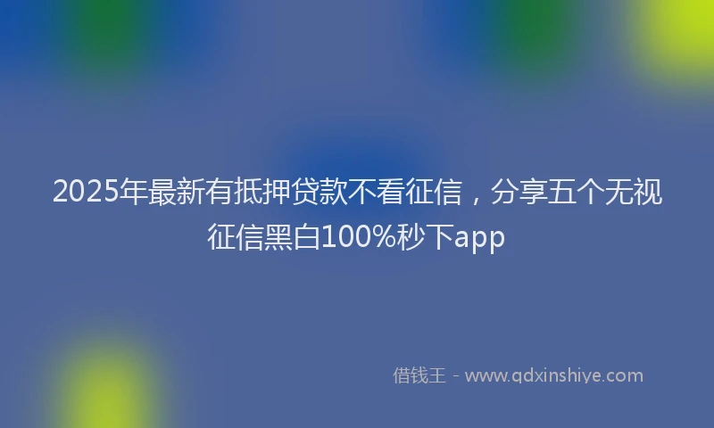 2025年最新有抵押贷款不看征信，分享五个无视征信黑白100%秒下app