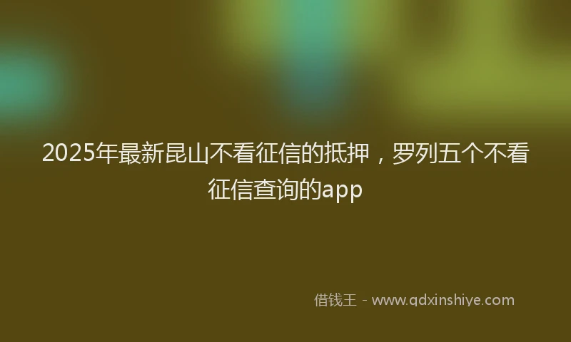 2025年最新昆山不看征信的抵押，罗列五个不看征信查询的app