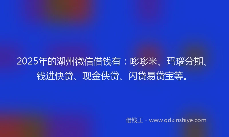 2025年的湖州微信借钱有：哆哆米、玛瑙分期、钱进快贷、现金侠贷、闪贷易贷宝等。