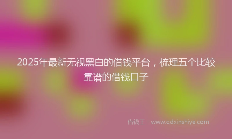 2025年最新无视黑白的借钱平台，梳理五个比较靠谱的借钱口子