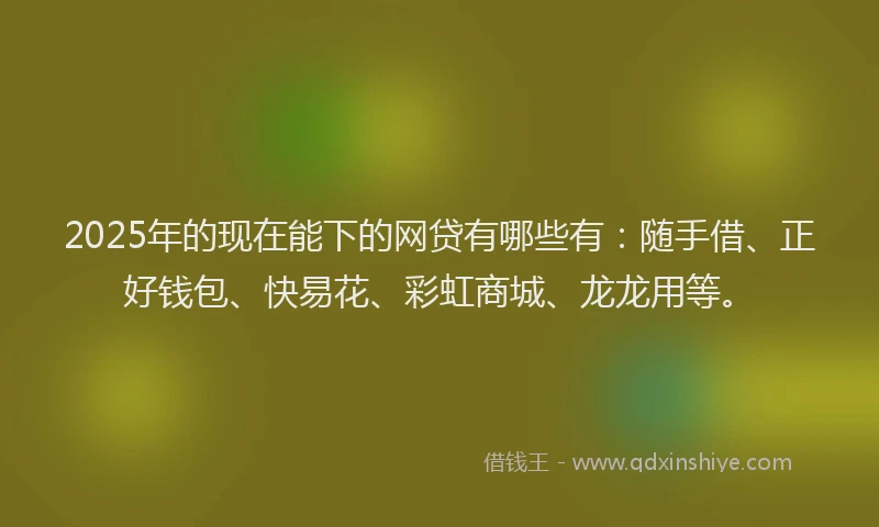 2025年的现在能下的网贷有哪些有：随手借、正好钱包、快易花、彩虹商城、龙龙用等。