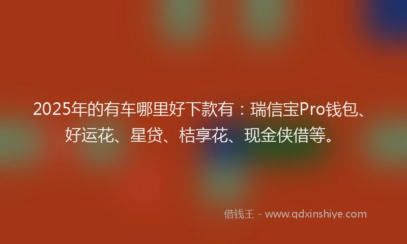 2025年的有车哪里好下款有：瑞信宝Pro钱包、好运花、星贷、桔享花、现金侠借等。