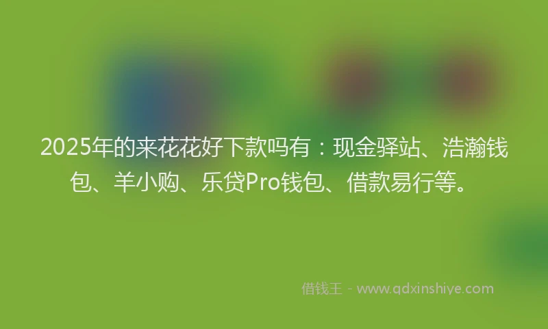 2025年的来花花好下款吗有：现金驿站、浩瀚钱包、羊小购、乐贷Pro钱包、借款易行等。