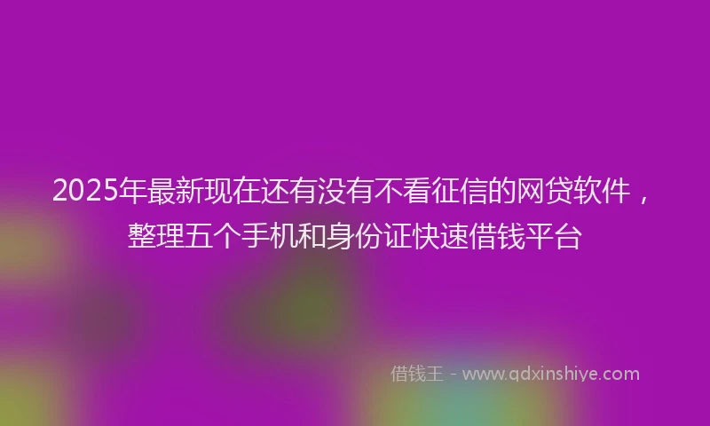 2025年最新现在还有没有不看征信的网贷软件，整理五个手机和身份证快速借钱平台