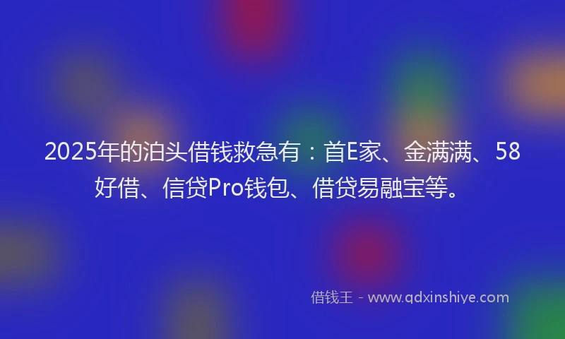 2025年的泊头借钱救急有：首E家、金满满、58好借、信贷Pro钱包、借贷易融宝等。