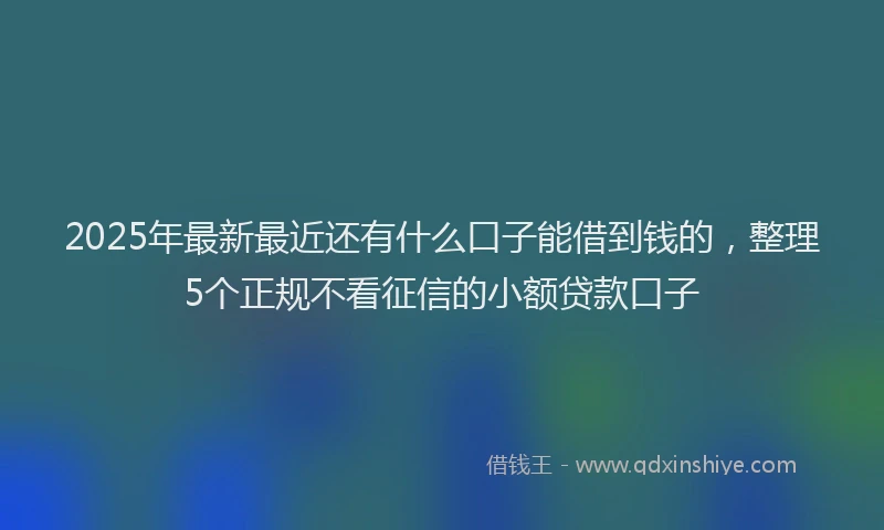 2025年最新最近还有什么口子能借到钱的，整理5个正规不看征信的小额贷款口子