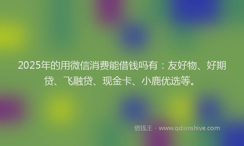 2025年的用微信消费能借钱吗有：友好物、好期贷、飞融贷、现金卡、小鹿优选等。