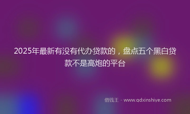 2025年最新有没有代办贷款的，盘点五个黑白贷款不是高炮的平台