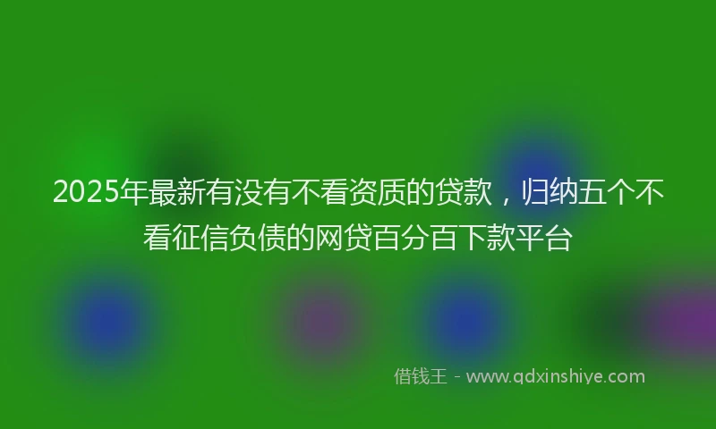 2025年最新有没有不看资质的贷款，归纳五个不看征信负债的网贷百分百下款平台