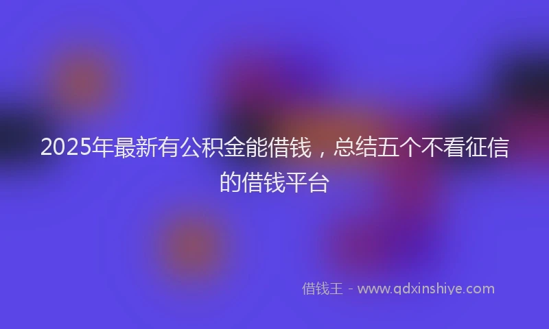 2025年最新有公积金能借钱，总结五个不看征信的借钱平台
