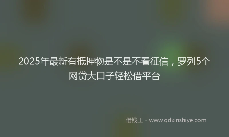 2025年最新有抵押物是不是不看征信，罗列5个网贷大口子轻松借平台