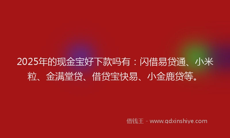 2025年的现金宝好下款吗有：闪借易贷通、小米粒、金满堂贷、借贷宝快易、小金鹿贷等。