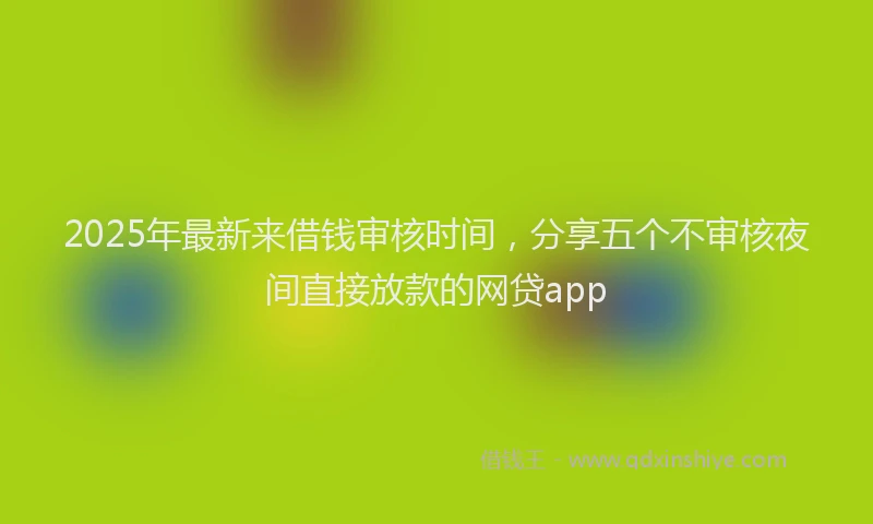 2025年最新来借钱审核时间，分享五个不审核夜间直接放款的网贷app
