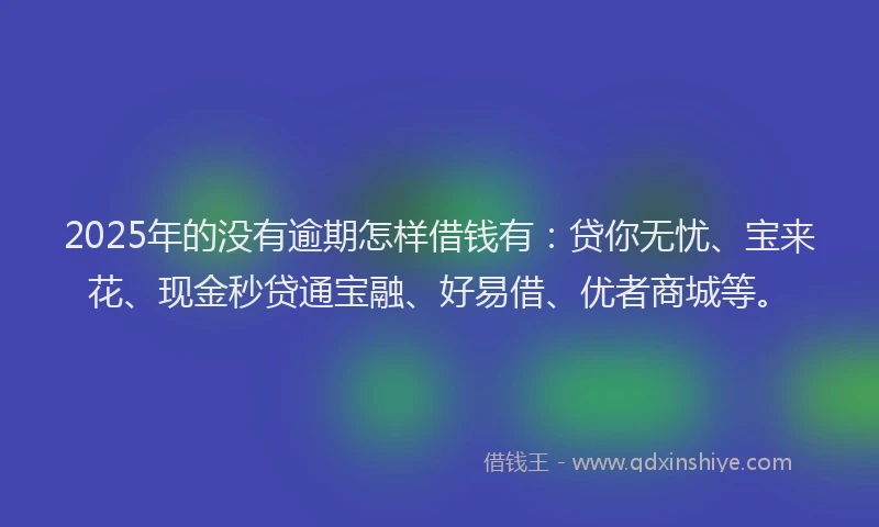 2025年的没有逾期怎样借钱有：贷你无忧、宝来花、现金秒贷通宝融、好易借、优者商城等。