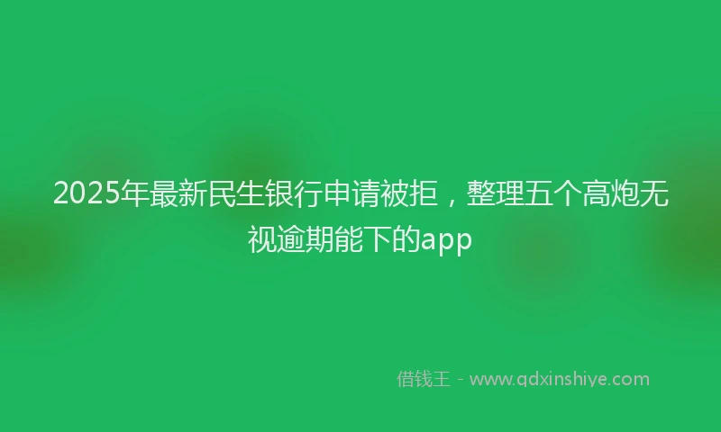 2025年最新民生银行申请被拒，整理五个高炮无视逾期能下的app