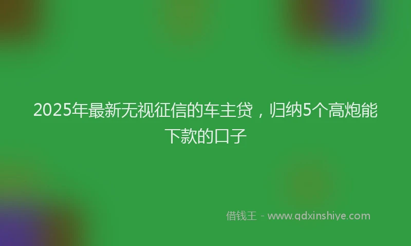 2025年最新无视征信的车主贷，归纳5个高炮能下款的口子