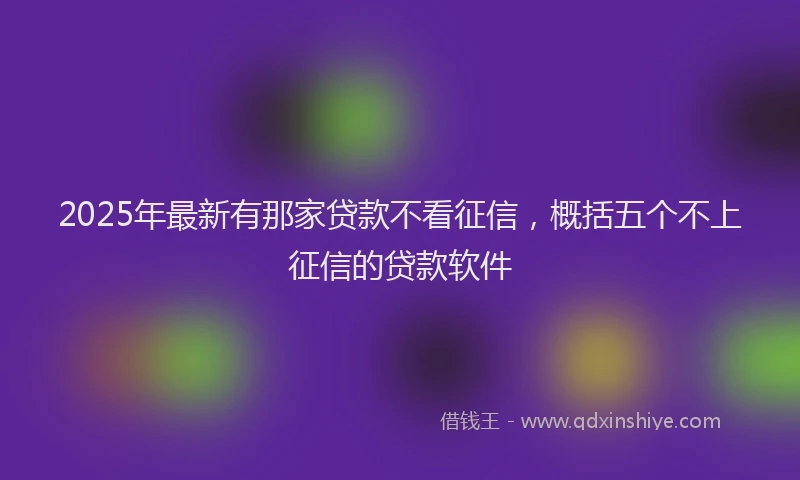 2025年最新有那家贷款不看征信，概括五个不上征信的贷款软件