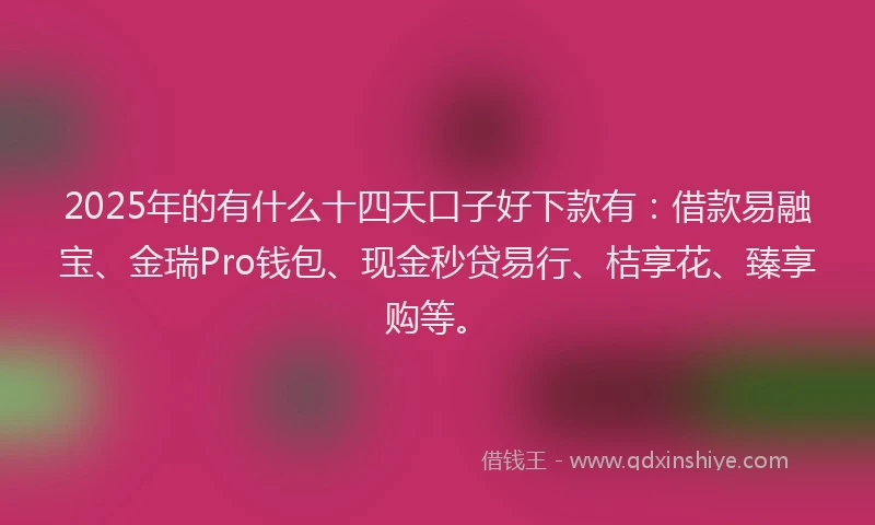 2025年的有什么十四天口子好下款有：借款易融宝、金瑞Pro钱包、现金秒贷易行、桔享花、臻享购等。