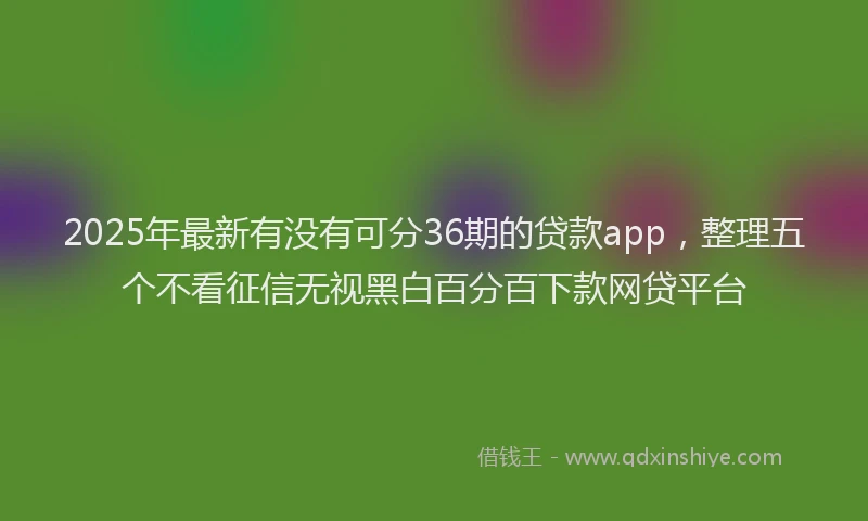2025年最新有没有可分36期的贷款app，整理五个不看征信无视黑白百分百下款网贷平台