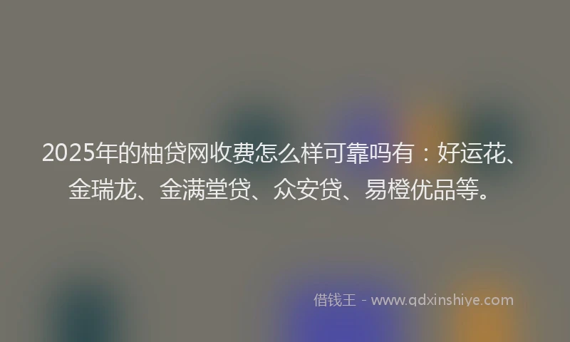 2025年的柚贷网收费怎么样可靠吗有：好运花、金瑞龙、金满堂贷、众安贷、易橙优品等。