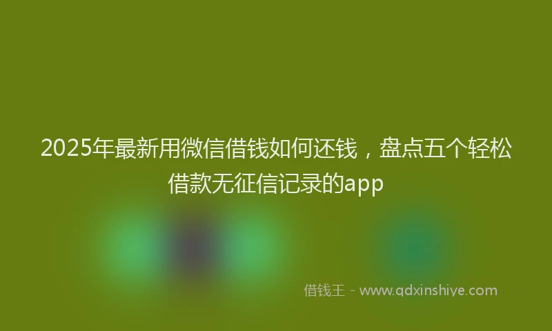 2025年最新用微信借钱如何还钱，盘点五个轻松借款无征信记录的app