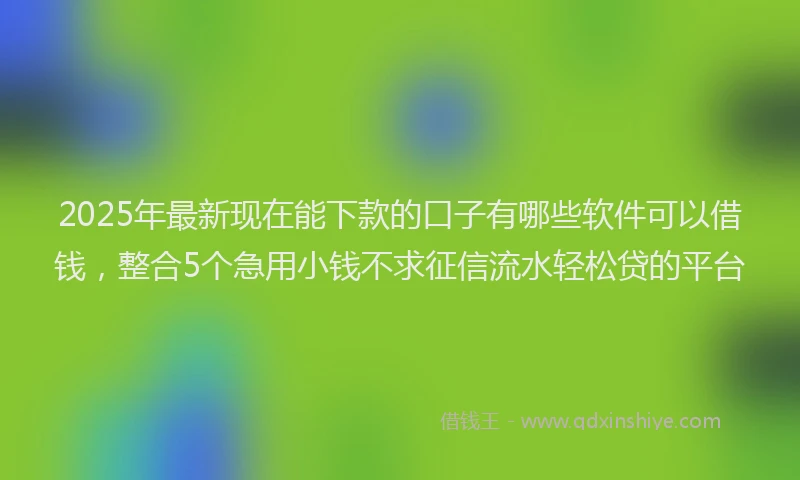 2025年最新现在能下款的口子有哪些软件可以借钱，整合5个急用小钱不求征信流水轻松贷的平台