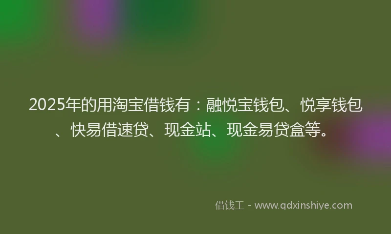 2025年的用淘宝借钱有：融悦宝钱包、悦享钱包、快易借速贷、现金站、现金易贷盒等。