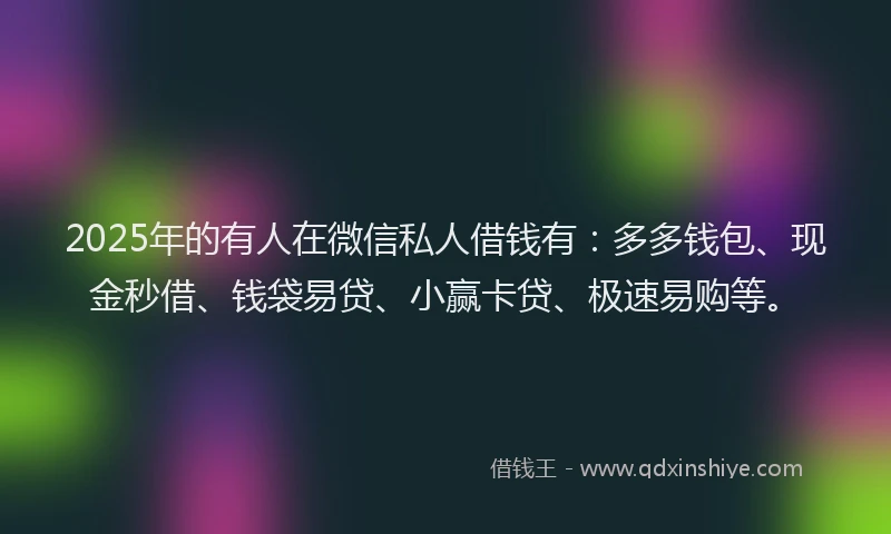 2025年的有人在微信私人借钱有：多多钱包、现金秒借、钱袋易贷、小赢卡贷、极速易购等。