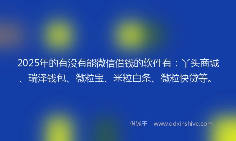2025年的有没有能微信借钱的软件有：丫头商城、瑞泽钱包、微粒宝、米粒白条、微粒快贷等。