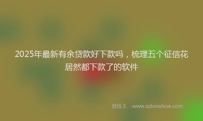 2025年最新有余贷款好下款吗，梳理五个征信花居然都下款了的软件