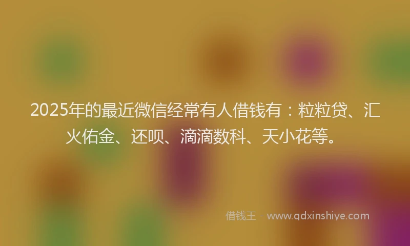2025年的最近微信经常有人借钱有：粒粒贷、汇火佑金、还呗、滴滴数科、天小花等。