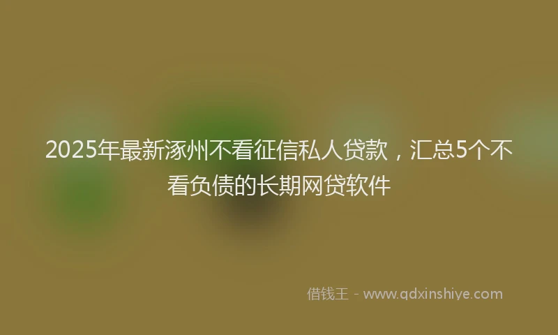 2025年最新涿州不看征信私人贷款，汇总5个不看负债的长期网贷软件