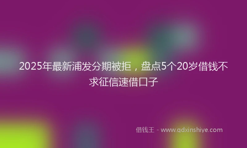 2025年最新浦发分期被拒，盘点5个20岁借钱不求征信速借口子