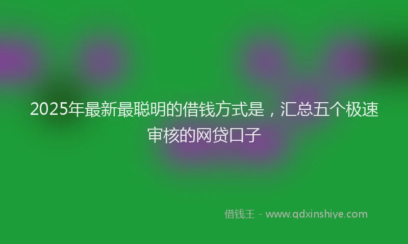 2025年最新最聪明的借钱方式是，汇总五个极速审核的网贷口子