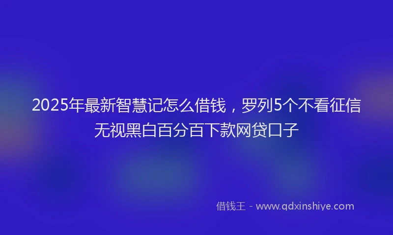 2025年最新智慧记怎么借钱，罗列5个不看征信无视黑白百分百下款网贷口子