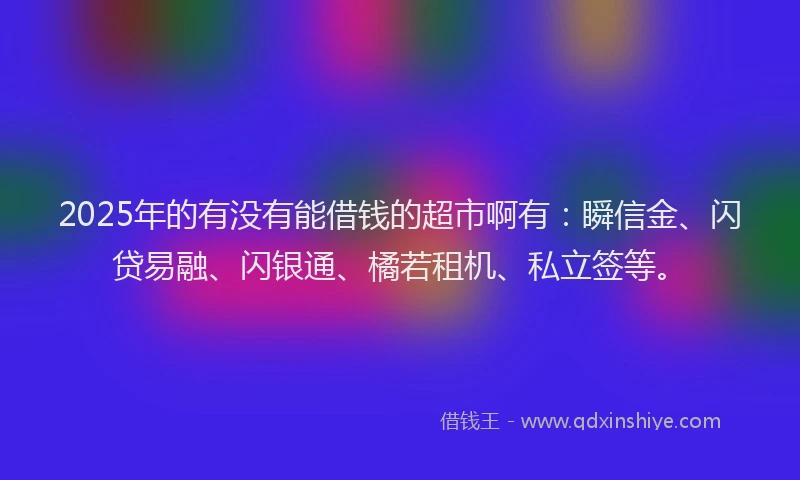 2025年的有没有能借钱的超市啊有：瞬信金、闪贷易融、闪银通、橘若租机、私立签等。