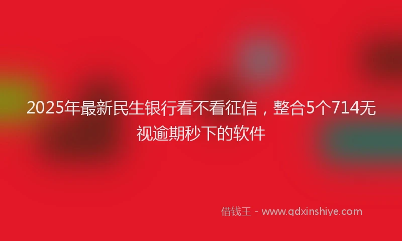 2025年最新民生银行看不看征信，整合5个714无视逾期秒下的软件