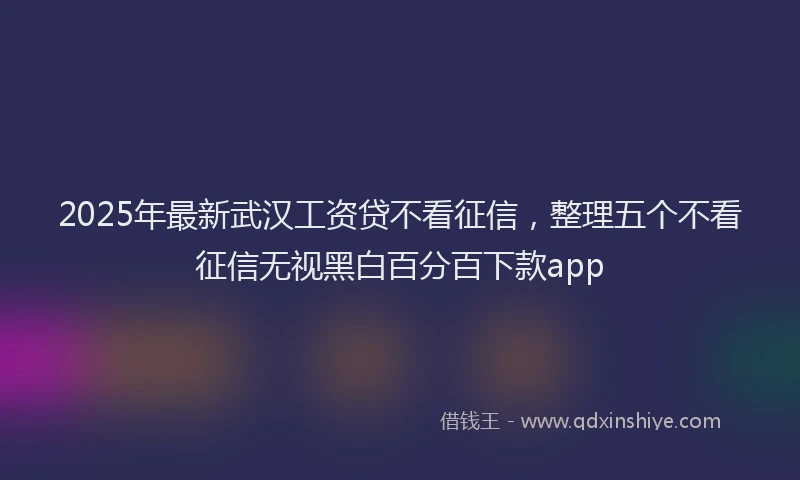 2025年最新武汉工资贷不看征信，整理五个不看征信无视黑白百分百下款app