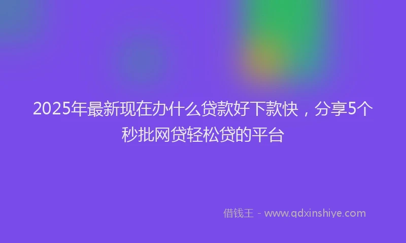 2025年最新现在办什么贷款好下款快，分享5个秒批网贷轻松贷的平台