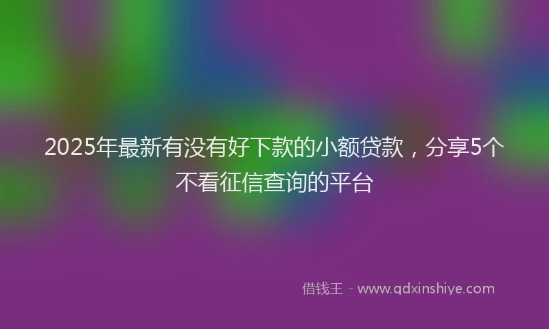 2025年最新有没有好下款的小额贷款，分享5个不看征信查询的平台